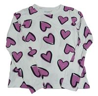 Bílo-růžové triko se srdíčky Primark