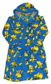 Modro-žlutý chlupatý župan s Pikachu a kapucí Next