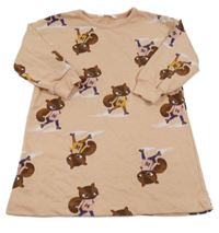 Broskvové teplákové šaty s veverkami H&M