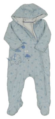 Světlemodrá tepláková zateplená kombinéza s hvězdičkami a kapucí Mothercare