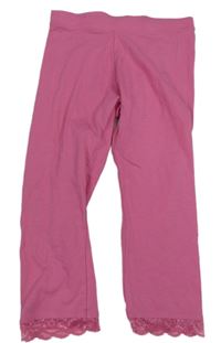 Růžové crop legíny s krajkou Y.F.K.