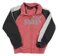 Růžovo-šedá sportovní propínací mikina s logem Puma