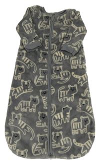 Tmavošedý chlupatý podšitý spací pytel s tygry Next