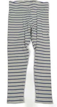 Bílo-modré pruhované žebrované legíny Next