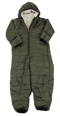 Khaki šusťáková zimní kombinéza s kapucí Impidimpi