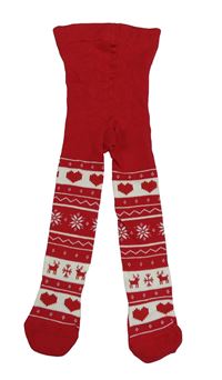 Červeno-bílé vzorované vánoční punčocháče 