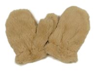 Béžové chlupaté podšité palcové rukavice 