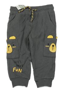 Nové - tmavošedé tepláky s medvědy Pep&Co