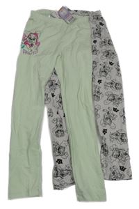 Nové - 2x legíny s Tlapkovou patrolou - mintové + světlerůžovo-černé vzorované Nickelodeon