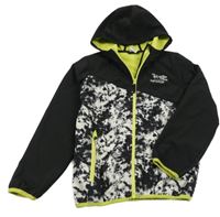 Černo-šedá vzorovaná softshellová bunda s kapucí Y.F.K.