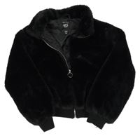 Černá kožešinová podšitá crop bunda New Look