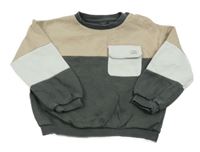 Šedo-béžovo-bílá mikina s kapsou F&F