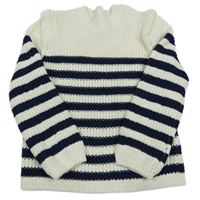 Smetanovo-tmavomodrý pruhovaný svetr dunnes