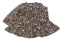 Tmavomodro-barevné květované sametové šaty Mayoral