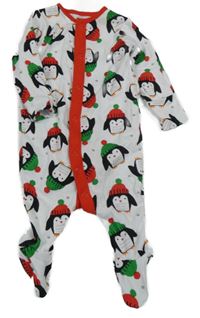 Bílo-červený overal s tučňáky dunnes