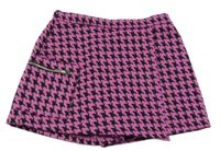 Růžovo-černé vzorované sukňové kraťasy dunnes