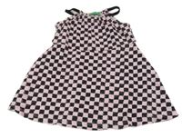 Růžovo-černé kostkované šaty Benetton