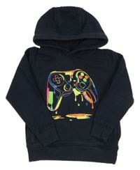 Tmavomodrá mikina s barevným ovladačem a kapucí Next