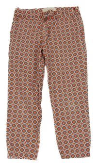 Růžovo-modré vzorované plátěné kalhoty Zara