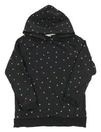 Tmavošedá mikina se srdíčky a kapucí H&M
