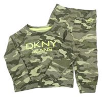 2 set - Khaki army mikina s třpytivým logem + tepláky DKNY