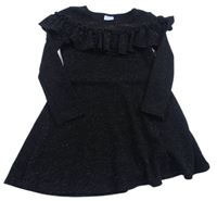 Černé třpytivé šaty s volánkem F&F