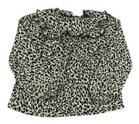 Bílo-černá halenka s volánky a leopardím vzorem Next