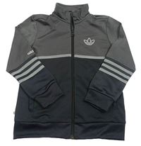 Antracitovo-šedá propínací sportovní mikina s logem Adidas