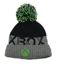 Šedo-černo-zelená čepice s bambulí - Xbox