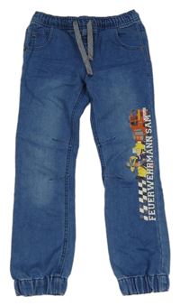 Modré teplákové cuff rifle s hasiči - Požárník Sam