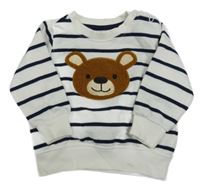 Bílo-tmavomodrá pruhovaná mikina s medvědem Dopodopo