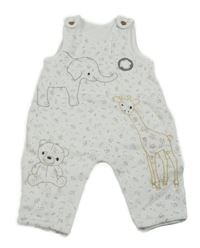 Bílo-šedé vzorované zateplené laclové tepláky se zvířátky Nutmeg