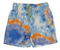 Bílo-modro-fialovo-oranžové batikované plážové kraťasy Nutmeg