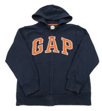 Tmavomodro-oranžová propínací mikina s logem a kapucí GAP