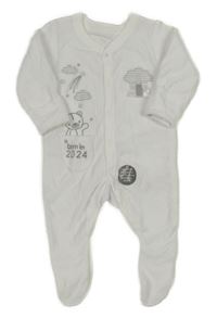 Nové - Bílý sametový overal s hvězdami a medvídkem Nutmeg