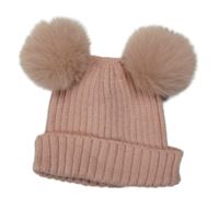 Růžová čepice s bambulemi Matalan