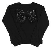 Černá mikina s 3D mašlí a flitry Nutmeg