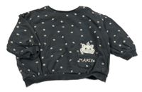 Antracitová puntíkatá mikina s kočičkou Marií George