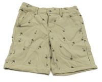 Béžové plátěné chino kraťasy s palmami HEMA