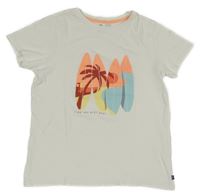 Bílé tričko se surfy Okaidi 