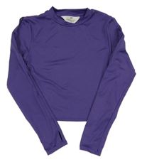 Fialové crop triko s průstřihy na rukávech H&M