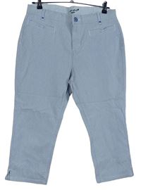 Dámské modro-bílé proužkované plátěné crop kalhoty M&S