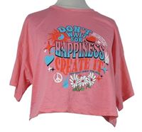 Dámské růžové crop tričko s potiskem Primark 