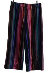 Dámské barevné pruhované sametové culottes kalhoty Primark 