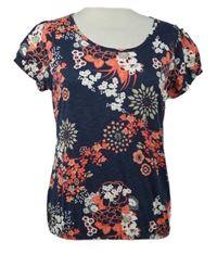 Dámské tmavomodré květované tričko Debenhams 