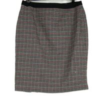 Dámská černo-růžovo-béžová kostkovaná vlněná pouzdrová sukně 