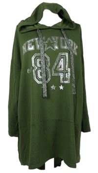 Dámská khaki mikinová tunika s číslem a kapucí zn. Yours 