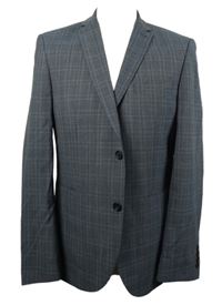 Pánské tmavomodré kostkované vlněné sako Next 