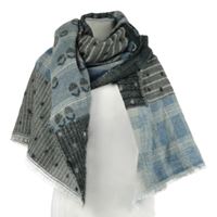 Dámská šedo-modrá vzorovaná šála 