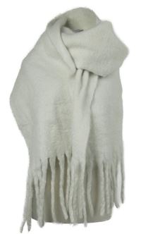 Dásmká bílá pletená šála s třásněmi 